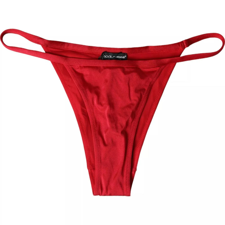 Dolce & Gabbana Red Nylon Stretch Beachwear Swimwear Bottom Bikini