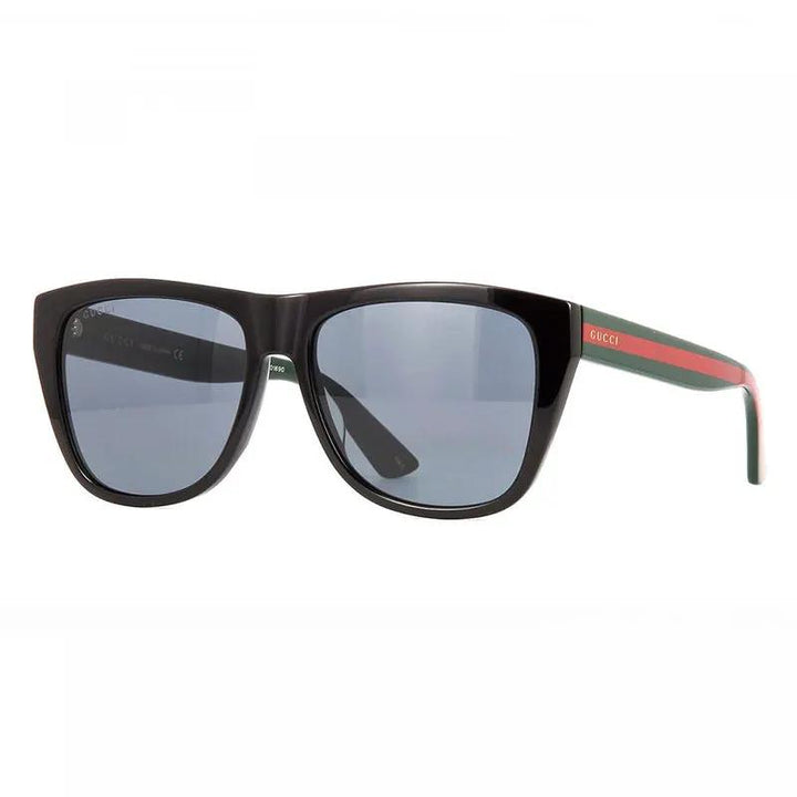 Gucci Sunglasses Square Full Rim, Black/green Frame And Grey Lens
