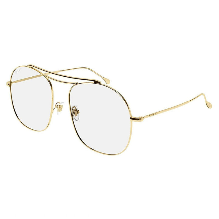 Gucci Sunglasses Aviator Full Rim, Yellow Gold Frame and Transparent Lens GG1479S001