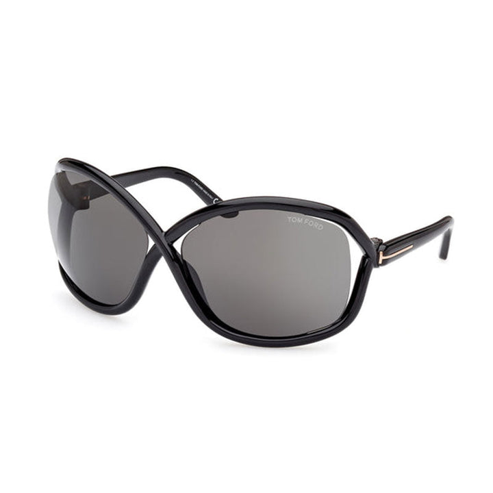 Tom Ford Geometric Semi Rim, with a Shiny Black frame and Smoke lens.