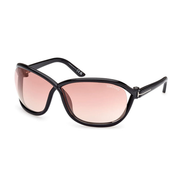Tom Ford Geometric Full Rim, with a Shiny Black frame and Violet Gradient Mirror lens.