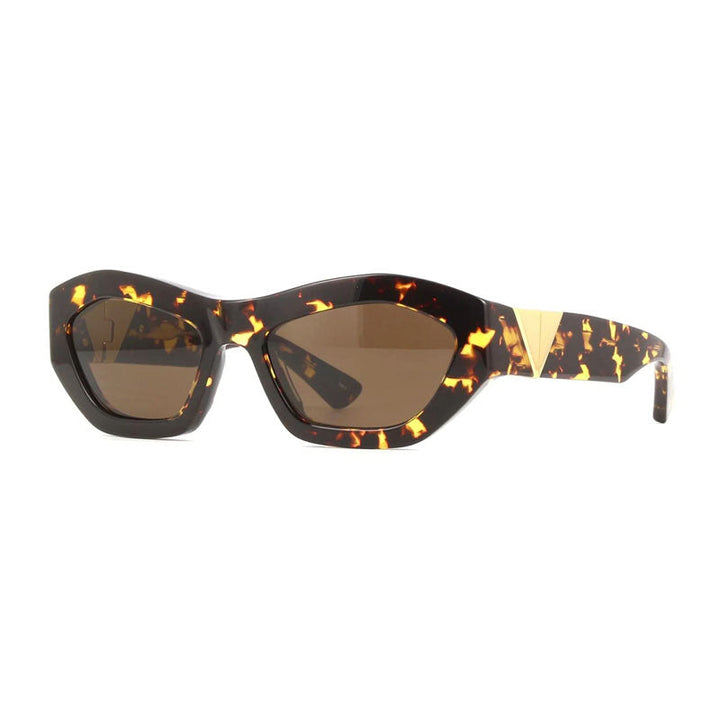 Bottega Veneta Sunglasses Geometric Full Rim, Havana Frame and Brown Lens BV1221S002