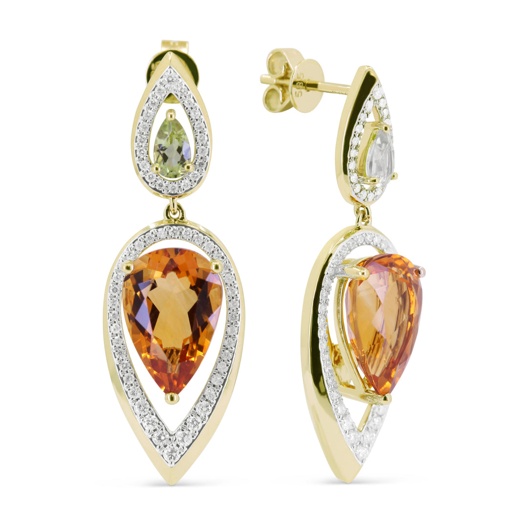 Earrings - 5.91ct Citrine Drop/Dangle Earrings in 14K Yellow Gold - E1722CTPRY - Ask Me Wear