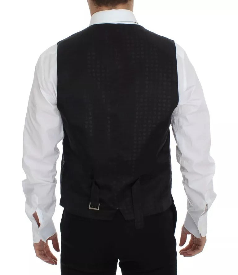 Dolce &amp; Gabbana Sample Sale Dolce &amp; Gabbana Black Wool Silk Dress Gilet Jacket Vest - | Designer outlet