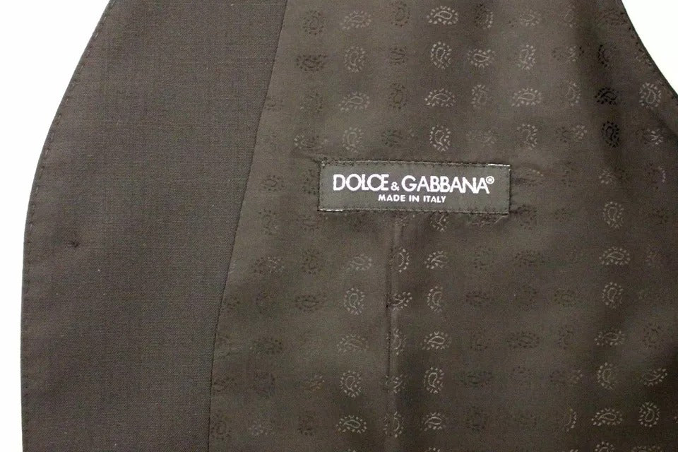 Dolce &amp; Gabbana Sample Sale Dolce &amp; Gabbana Black Wool Silk Dress Gilet Jacket Vest - | Designer outlet