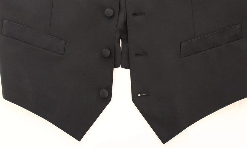 Dolce &amp; Gabbana Sample Sale Dolce &amp; Gabbana Black Wool Silk Dress Gilet Jacket Vest - | Designer outlet