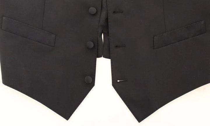 Dolce &amp; Gabbana Sample Sale Dolce &amp; Gabbana Black Wool Silk Dress Gilet Jacket Vest - | Designer outlet