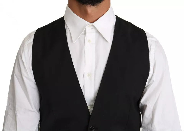 Dolce &amp; Gabbana Sample Sale Dolce &amp; Gabbana Black Wool Logo Waistcoat Vest - | Designer outlet