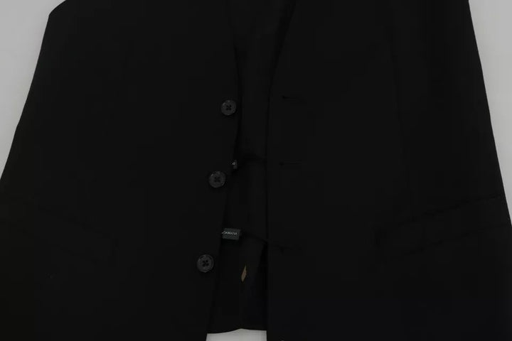 Dolce &amp; Gabbana Sample Sale Dolce &amp; Gabbana Black Wool Logo Waistcoat Vest - | Designer outlet