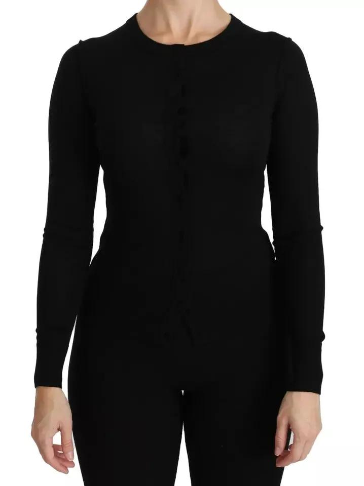 Dolce & Gabbana Sample Sale | Dolce & Gabbana Black Virgin Wool Long Sleeve Top Blouse Top - | Designer outlet