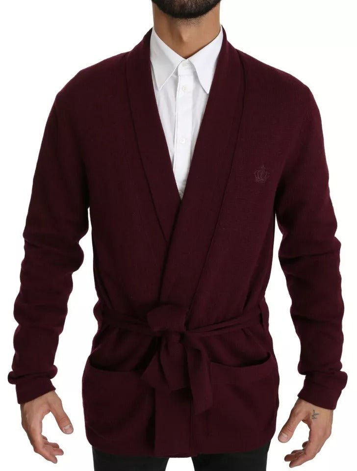 Dolce & Gabbana Bordeaux Cashmere Crown Cardigan Sweater by Dolce & Gabbana outlet now on sale
