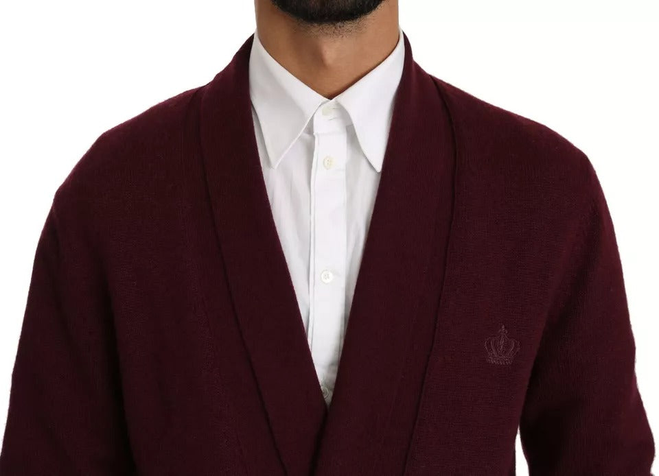 Dolce & Gabbana Bordeaux Cashmere Crown Cardigan Sweater by Dolce & Gabbana outlet now on sale