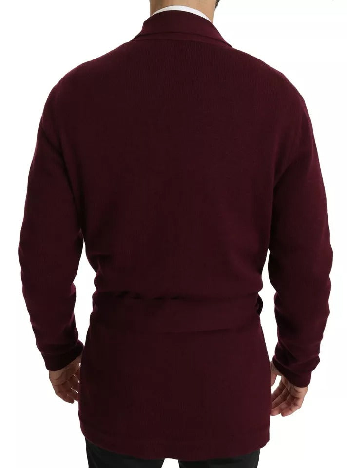 Dolce & Gabbana Bordeaux Cashmere Crown Cardigan Sweater by Dolce & Gabbana outlet now on sale