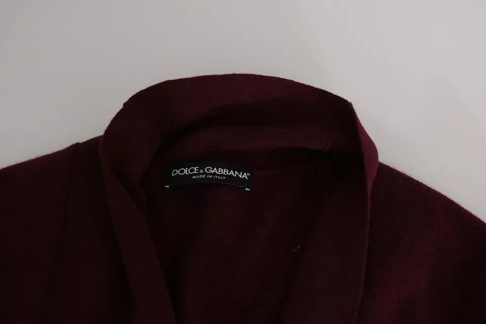 Dolce & Gabbana Bordeaux Cashmere Crown Cardigan Sweater by Dolce & Gabbana outlet now on sale
