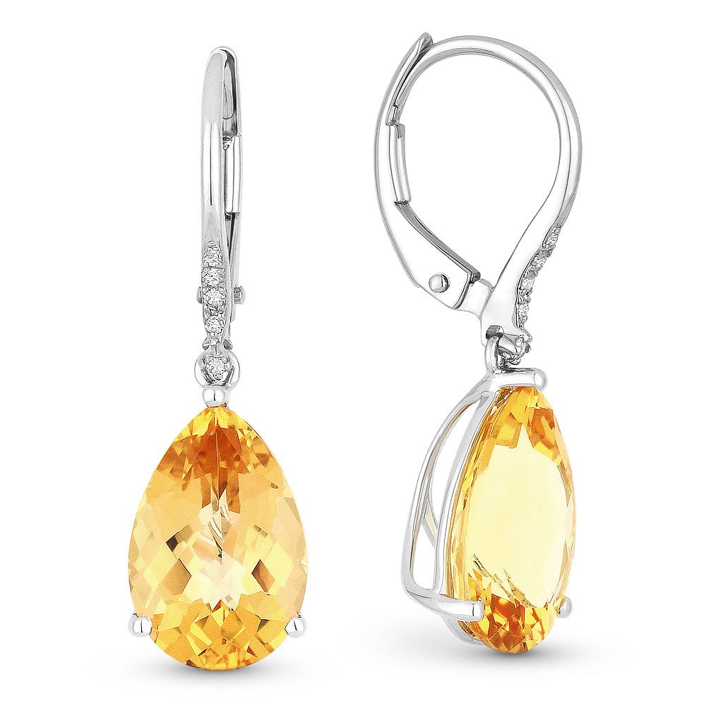 Earrings - 5.93ct Citrine Drop/Dangle Earrings in 14K White Gold - E1031CTW - Ask Me Wear