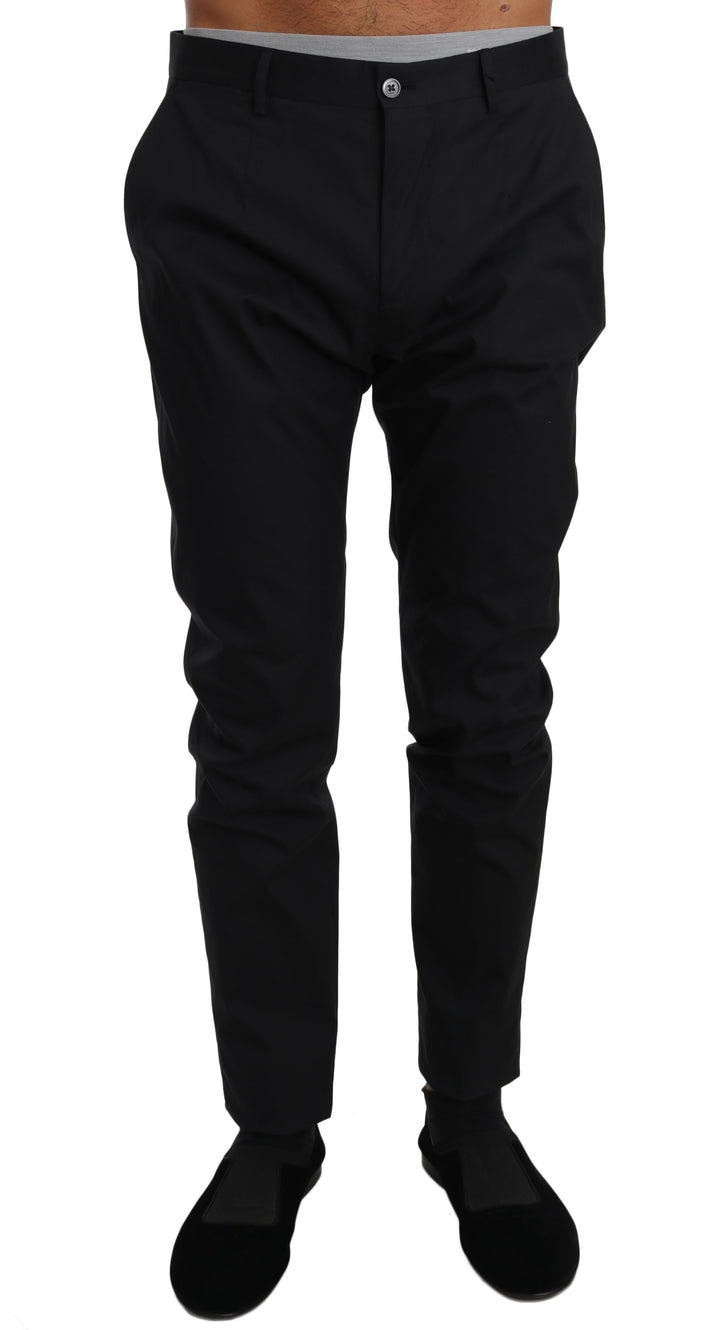 Dolce &amp; Gabbana Black Cotton Stretch Formal Trousers Pants by Dolce &amp; Gabbana outlet now on sale