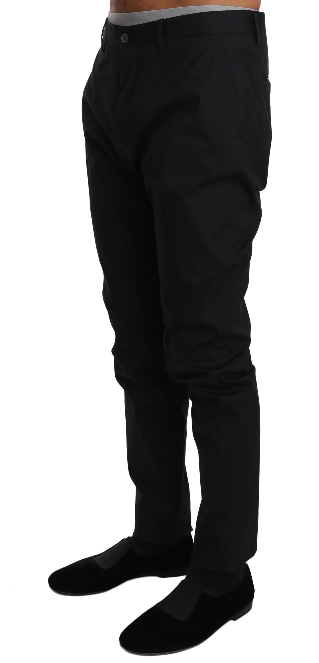Dolce &amp; Gabbana Black Cotton Stretch Formal Trousers Pants by Dolce &amp; Gabbana outlet now on sale