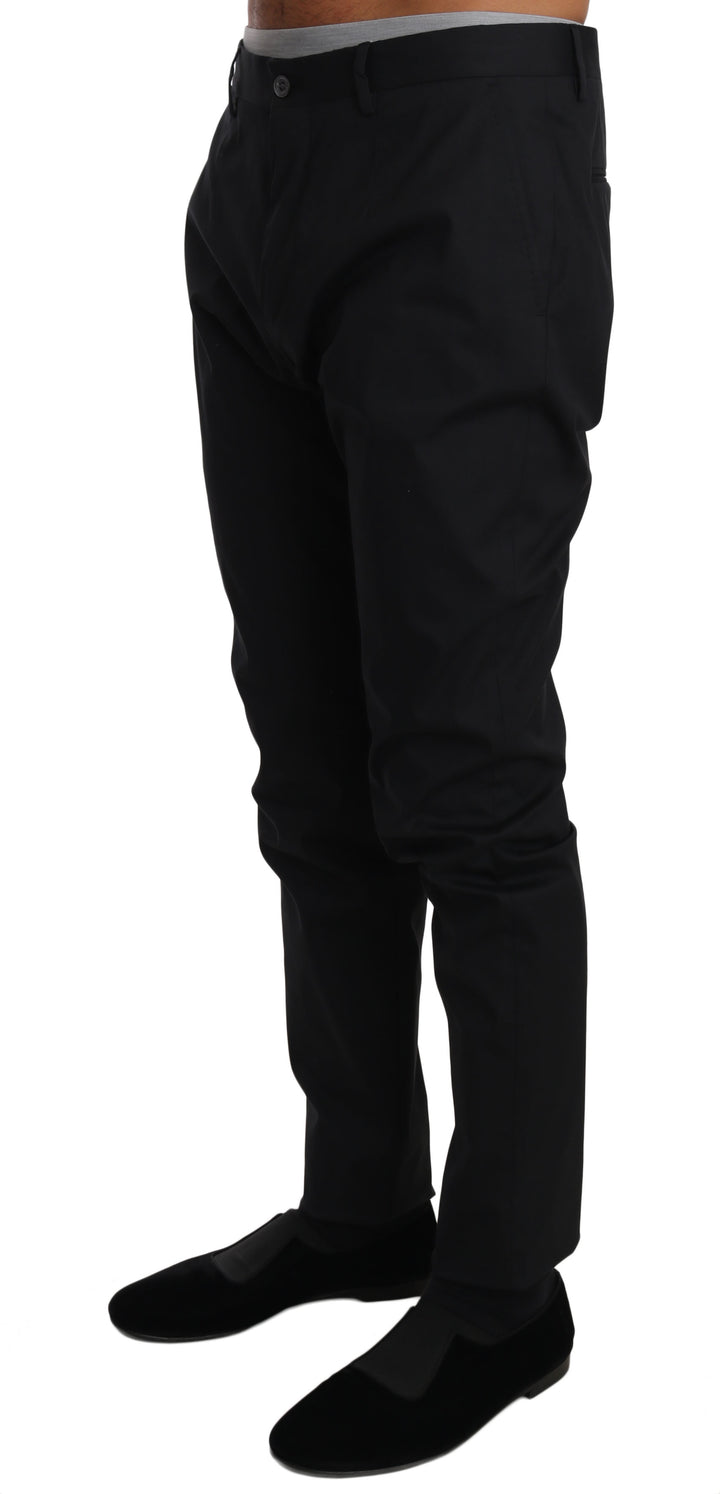 Dolce &amp; Gabbana Black Cotton Stretch Formal Trousers Pants by Dolce &amp; Gabbana outlet now on sale