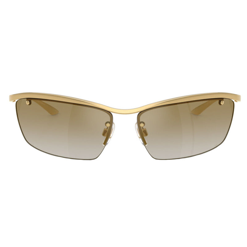 Dolce & Gabbana Sunglasses Rectangle Semi Rim, Gold Frame and Light Brown Gold Mirror Lens DG230702/6E