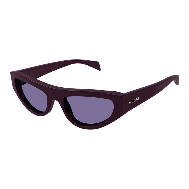 Gucci Cat Eye Full Rim, with a Shiny Plum frame and Violet lens.
