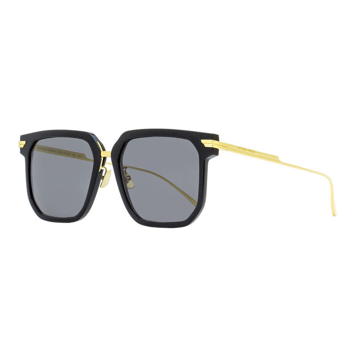 Bottega Veneta Sunglasses Square Full Rim, Black/Gold Frame and Grey Lens BV1083SA001