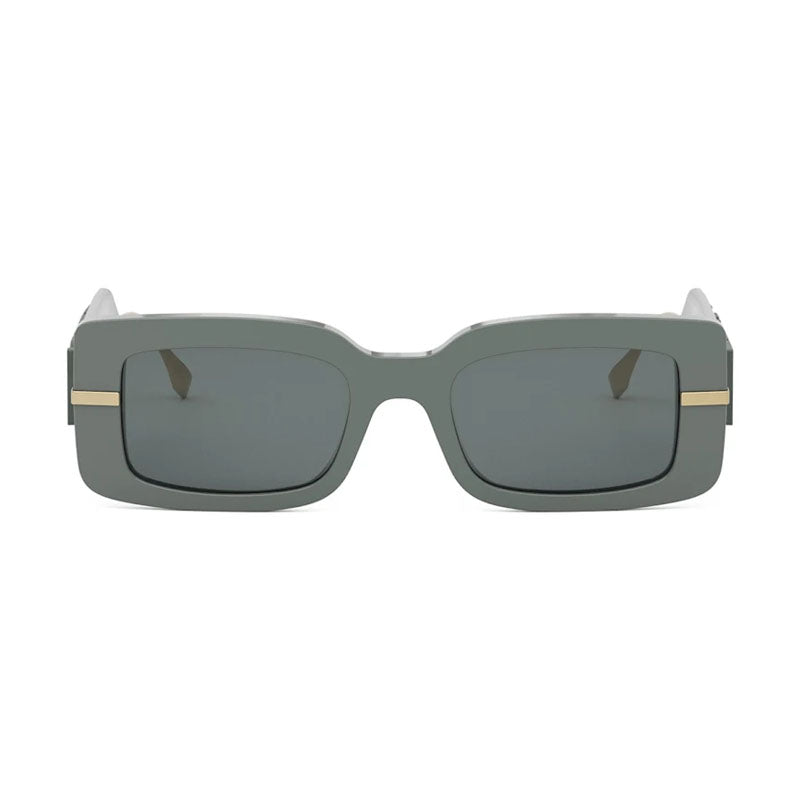 Fendi Sunglasses Rectangle Full Rim, Grey/Gold Frame and Smoke Lens FE40133I20A