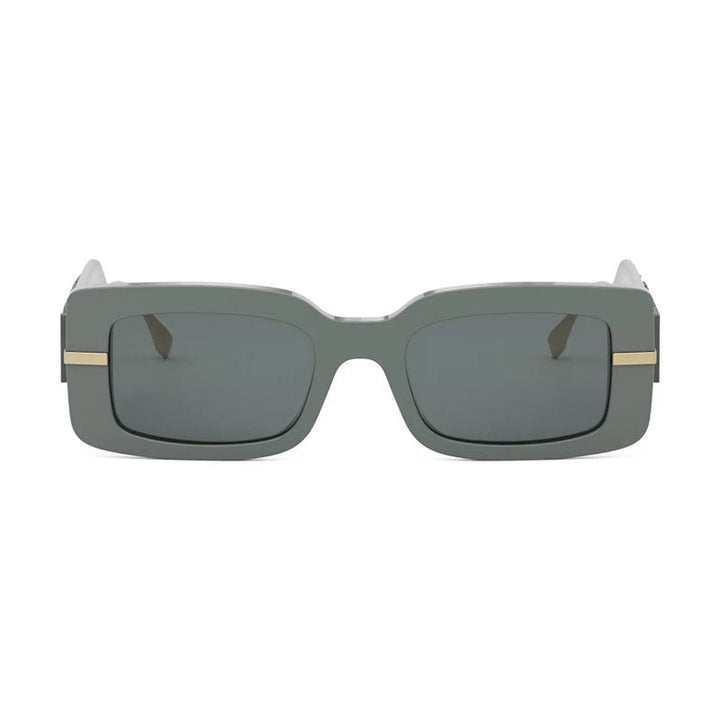 Fendi Sunglasses Rectangle Full Rim, Grey/Gold Frame and Smoke Lens FE40133I20A