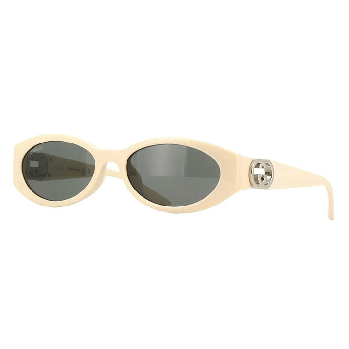 Gucci Sunglasses Oval Full Rim, Ivory Frame and Grey Lens GG1662SA004