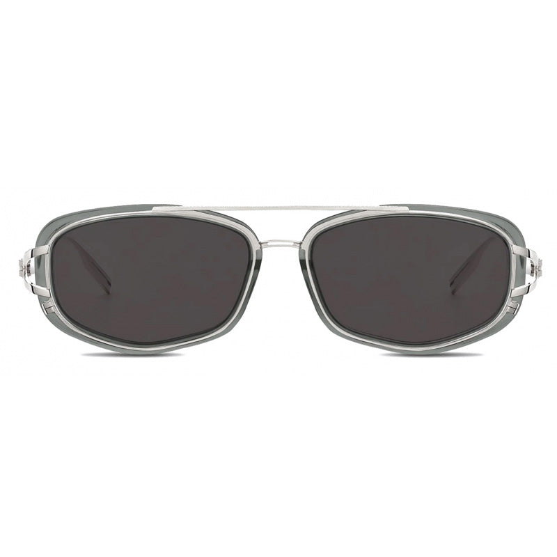 Dior Rectangle Full Rim, with a Silver/Grey frame and Dark Grey lens.