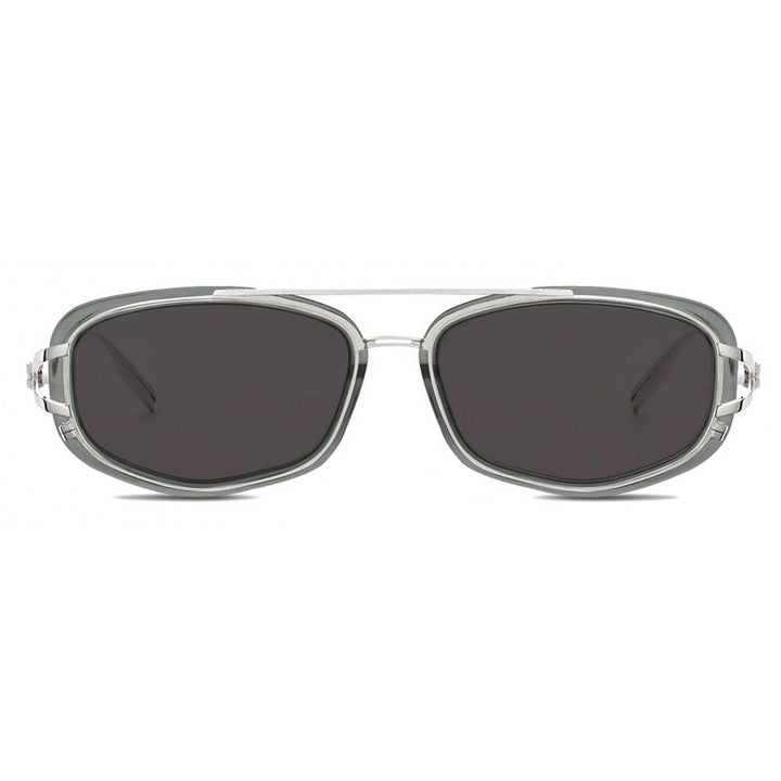 Dior Rectangle Full Rim, with a Silver/Grey frame and Dark Grey lens.