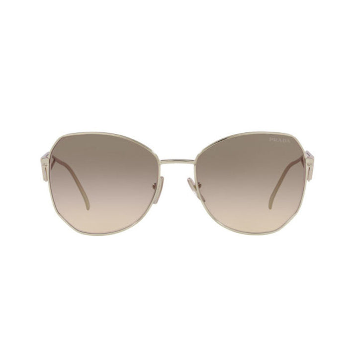 Prada Sunglasses Butterfly Full Rim, Pale Gold Frame and Light Brown Grey Gradient Lens PR57YSZVN3D0