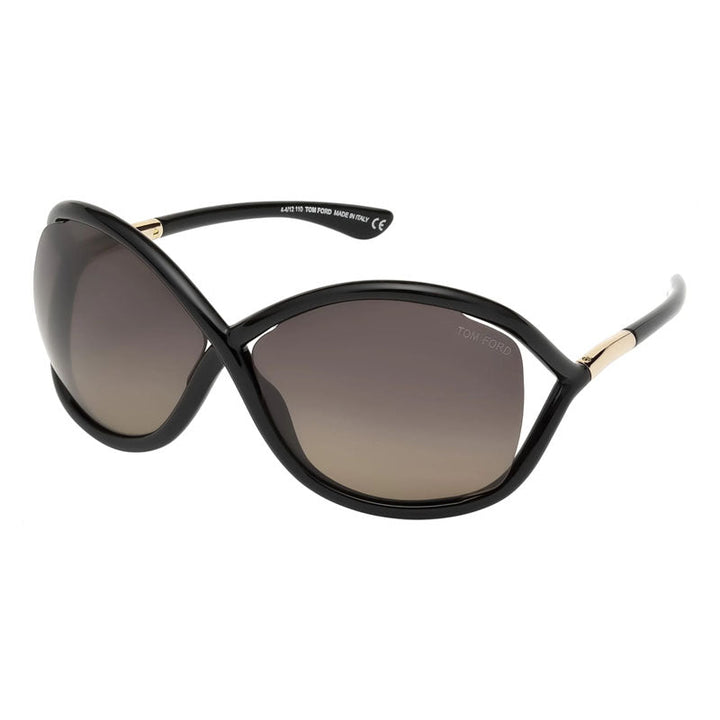 Tom Ford Sunglasses Geometric Semi Rim, Black Frame and Smoke Polarized Lens FT000901D