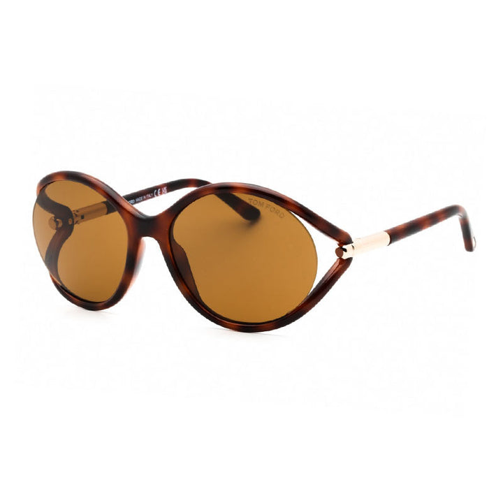 Tom Ford Geometric Semi Rim, with a Blonde Havana frame and Brown lens.