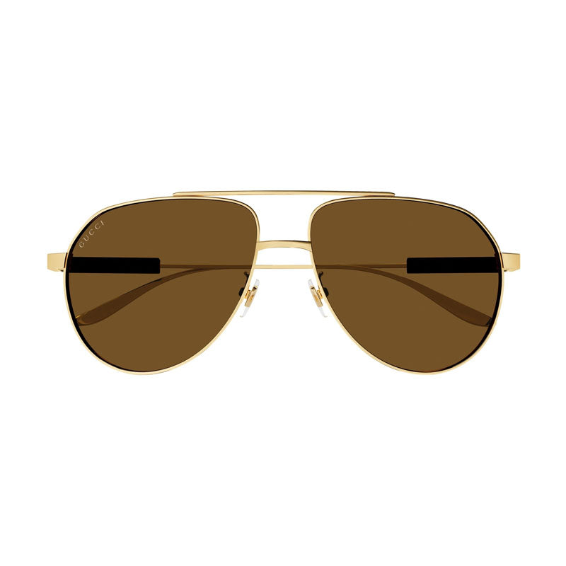 Gucci Sunglasses Aviator Full Rim, Gold Frame and Brown Lens GG1311S004