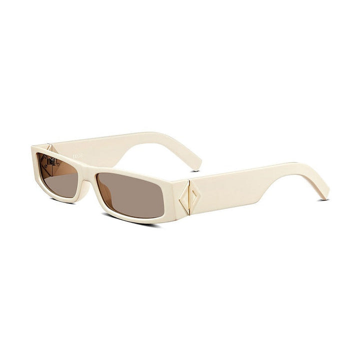 Dior Sunglasses Rectangle Full Rim, Ivory Frame and Dark Brown Lens CDDIAMONDS1I50F0