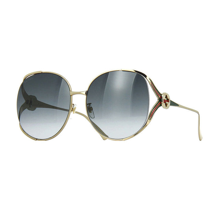 Gucci Sunglasses Round Full Rim, Gold Frame and Grey Gradient Lens GG0225S001
