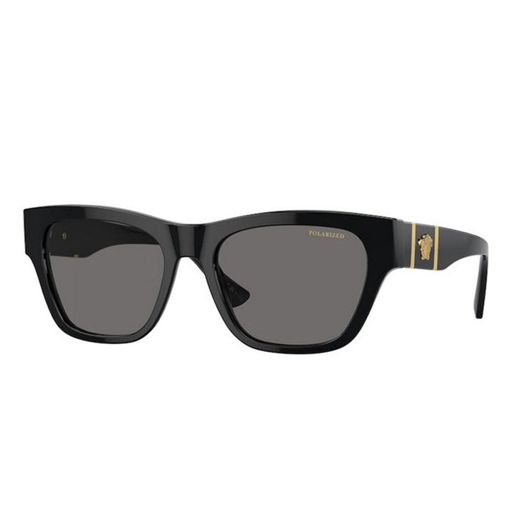 Versace Sunglasses Square Full Rim, Black Frame and Dark Grey Polarized Lens VE4457GB1/81