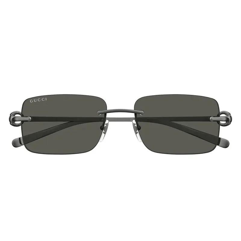 Gucci Sunglasses Rectangle Rimless, Ruthenium Frame And Grey Lens Gg1703S001
