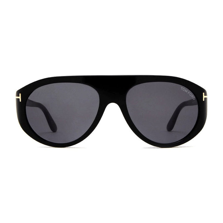 Tom Ford Aviator Full Rim, with a Shiny Black frame and Smoke lens.