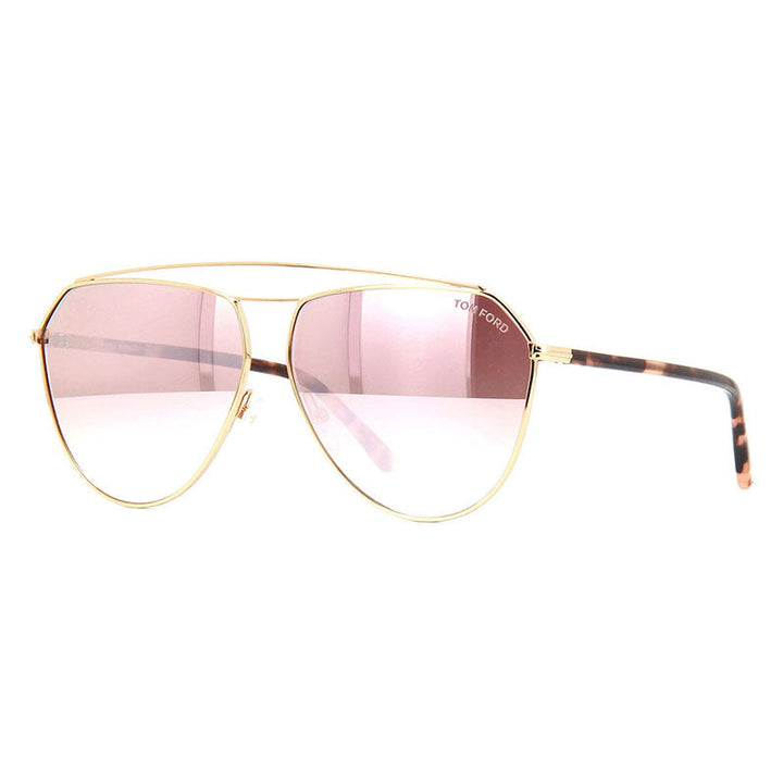 Tom Ford Aviator Full Rim, with a Shiny Gold/Pink Havana frame and Light Pink Mirror Gradient lens.