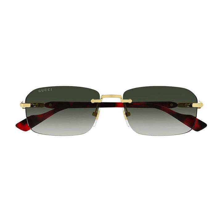 Gucci Sunglasses Rectangle Rimless, Gold Frame and Grey Gradient Lens GG1221S006