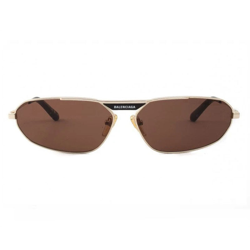 Balenciaga Sunglasses Geometric Full Rim, Gold Frame and Brown Lens BB0245S003