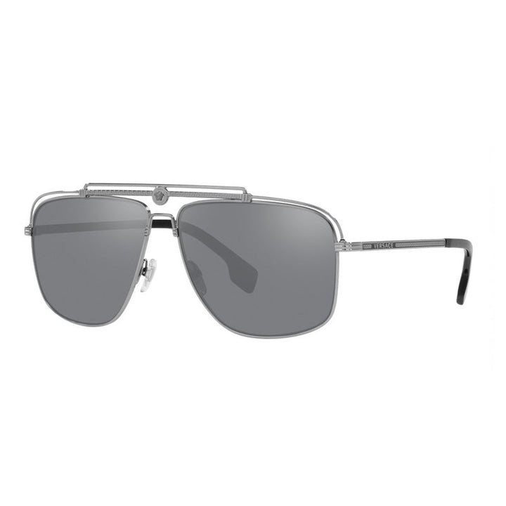Versace Aviator Full Rim, with a Gunmetal frame and Light Grey Mirrored Black lens.