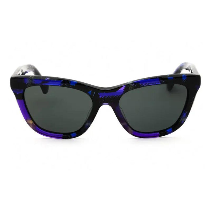 Burberry Sunglasses Cat Eye Full Rim, Check Violet Frame And Dark Grey Lens