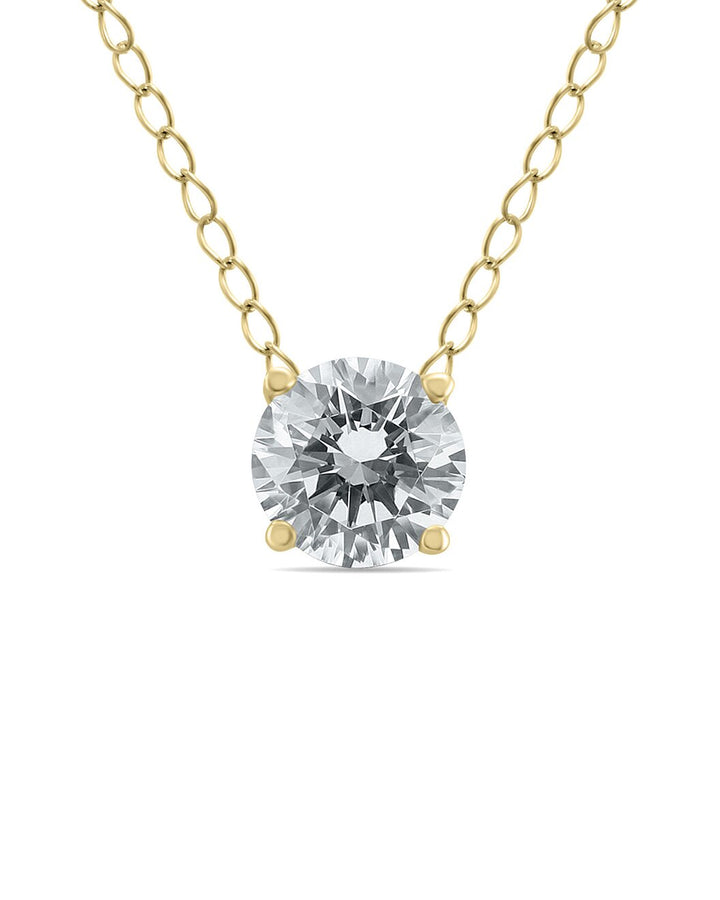 1/4 Carat Floating Round Diamond Solitaire Necklace In 14K Yellow Gold