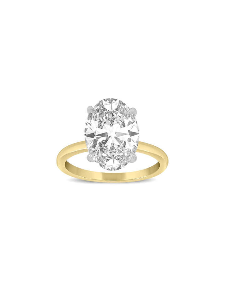 4.15 Carat Diamond Ring Lab Grown Set In 2-Tone 18K White And Yellow Gold