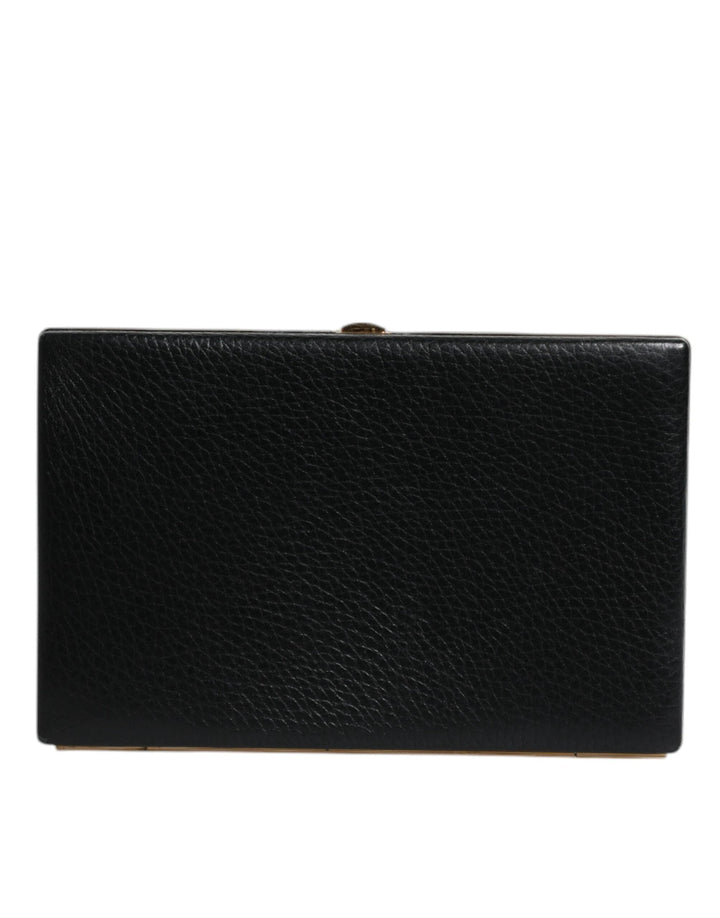 Dolce &amp; Gabbana Sample Sale Dolce &amp; Gabbana Black Leather Gold Frame Clutch Evening Party Purse Bag - | Designer outlet