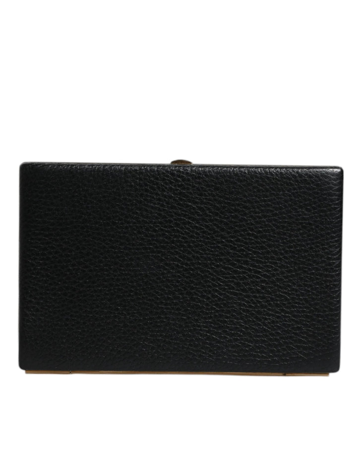 Dolce &amp; Gabbana Sample Sale Dolce &amp; Gabbana Black Leather Gold Frame Clutch Evening Party Purse Bag - | Designer outlet