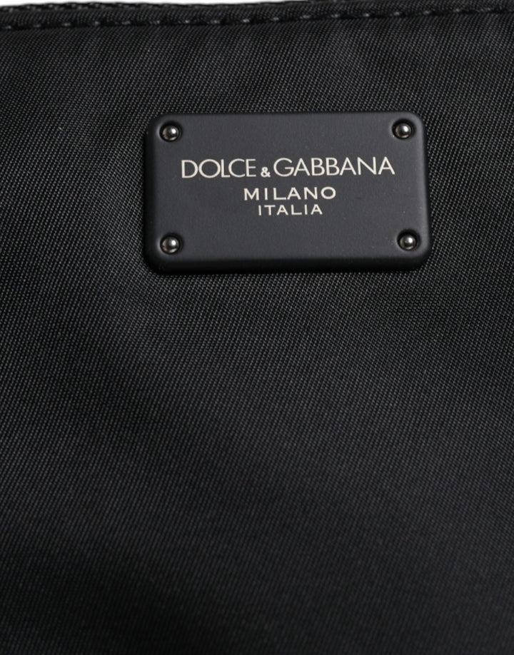 Dolce & Gabbana Black Nylon Logo Tape Belt Waist Fanny Pack Bag