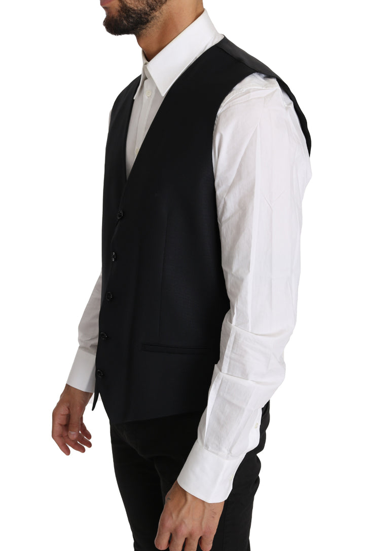 Dolce &amp; Gabbana Sample Sale Dolce &amp; Gabbana Gray Wool Silk Waistcoat Vest - | Designer outlet